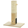 Jute Cat Scratching Post with Carpet Base and Hanging Toy - Beige