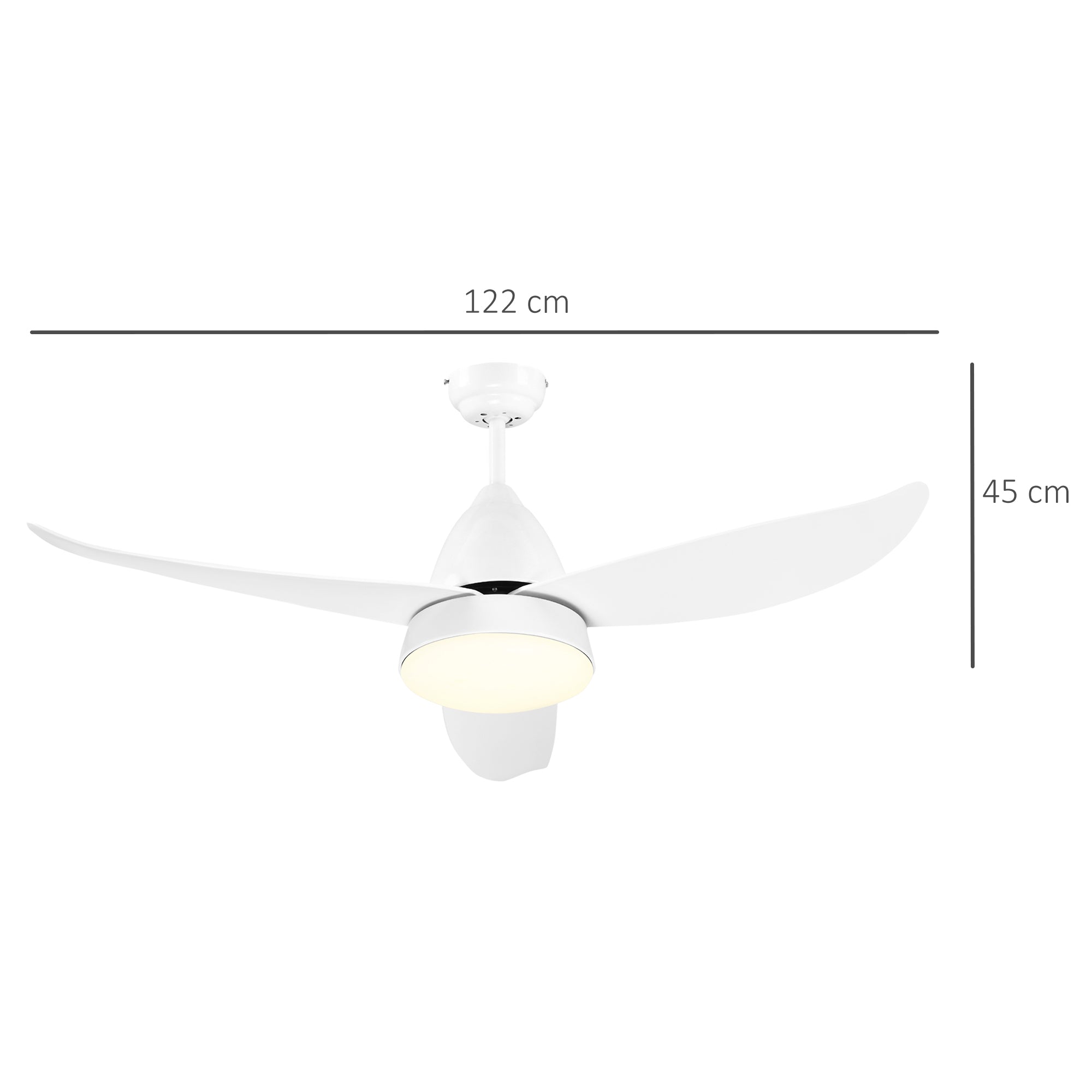 Reversible Ceiling Fan with Light, 3 Blades Indoor Modern Mount White LED Lighting Fan with Remote Controller, for Bedroom, Living Room, White