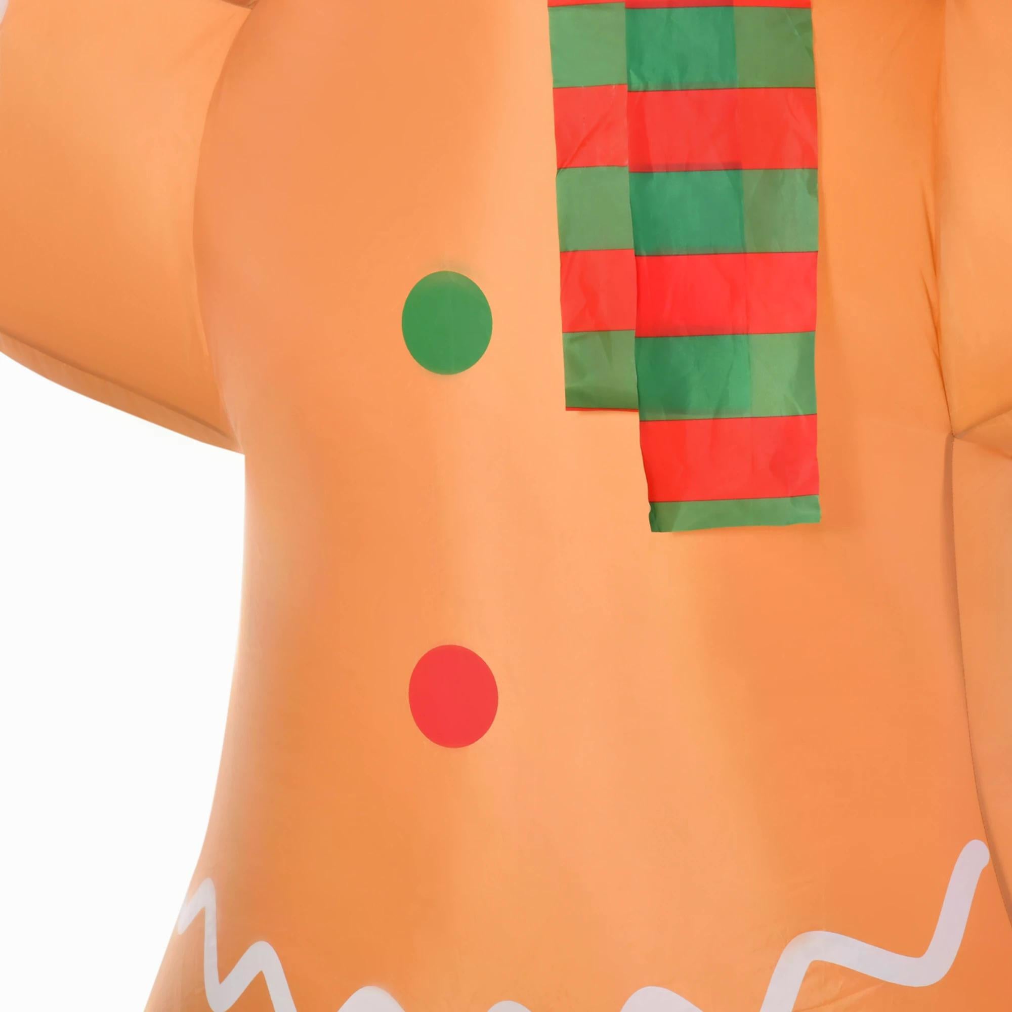 2.4m Christmas Inflatable Gingerbread Man, Lighted for Home Indoor Outdoor Garden Lawn Decoration Party Prop