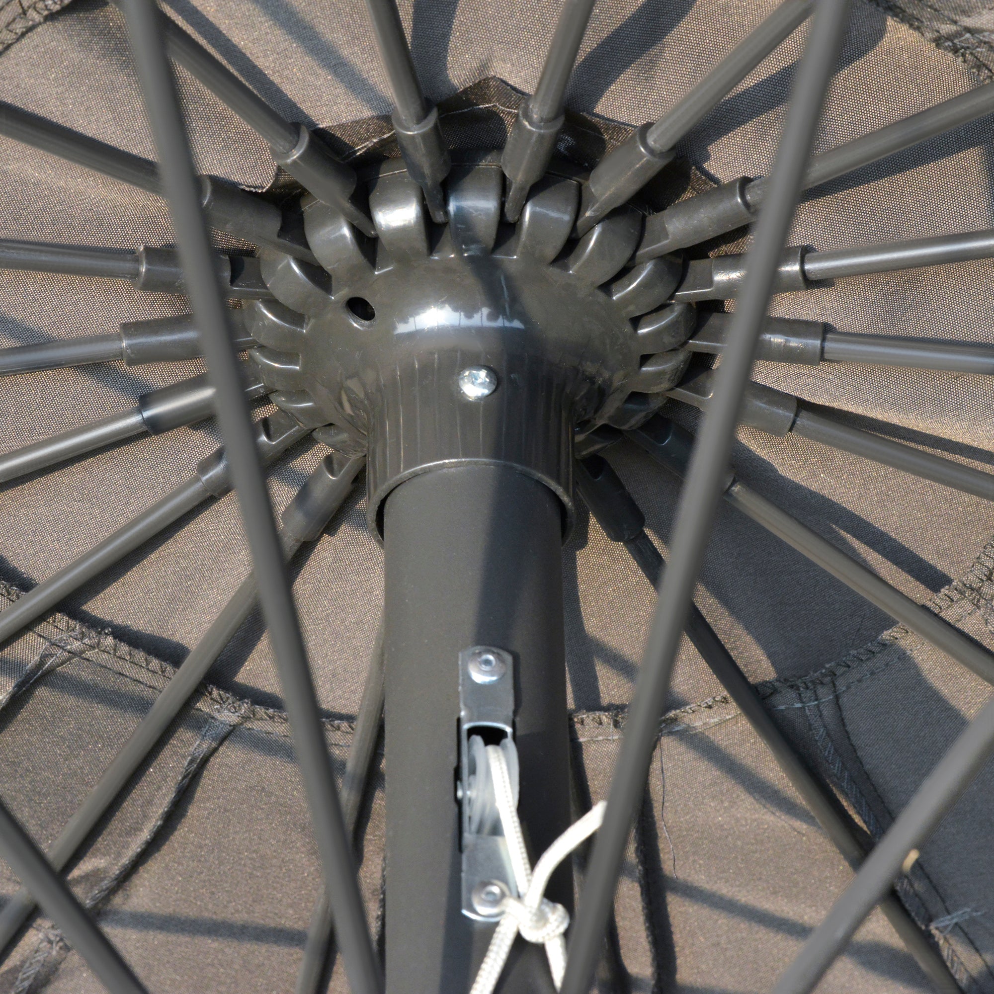 Garden Umbrella 255cm with Push Button Tilt and Fibreglass Ribs - Dark Grey