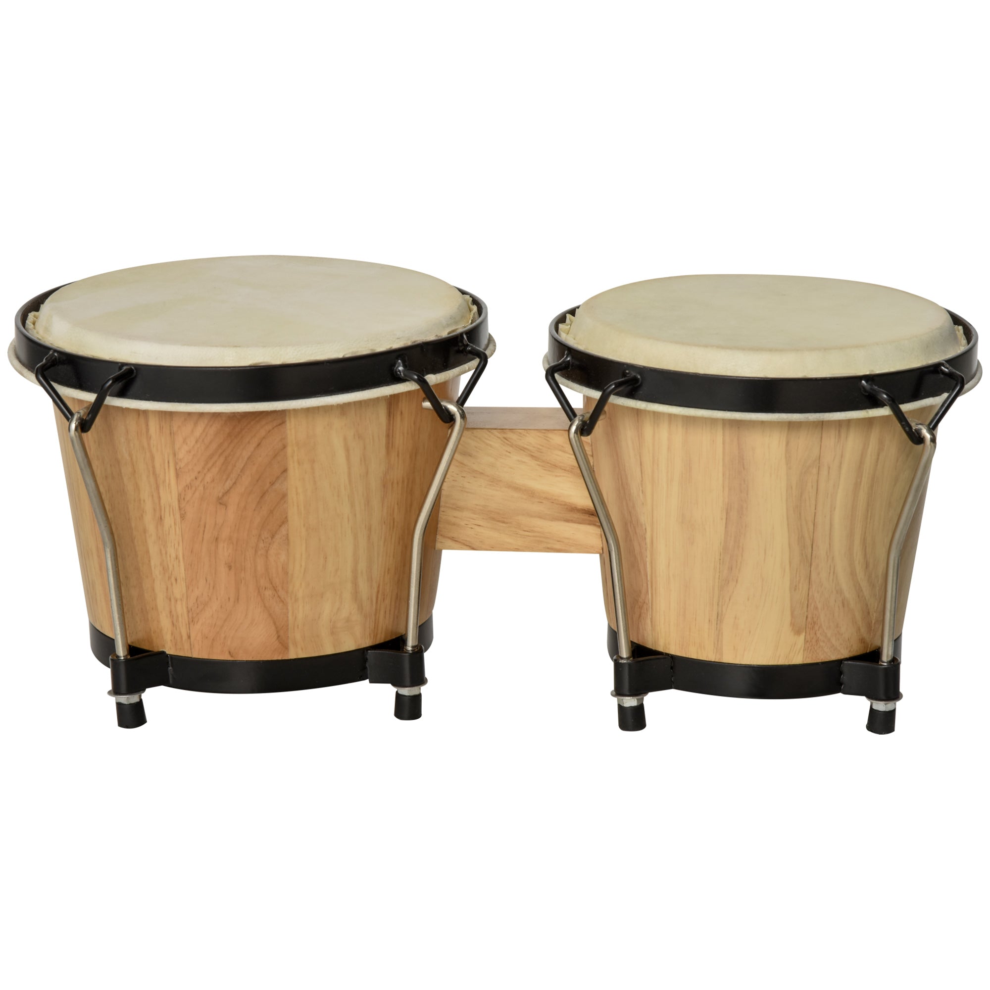 Wooden Bongo Drum Set w/ Sheepskin Drum Head, Percussion Instrument, 7.75" & 7" Drums, for Kids Adults, w/ Tuning Wrench