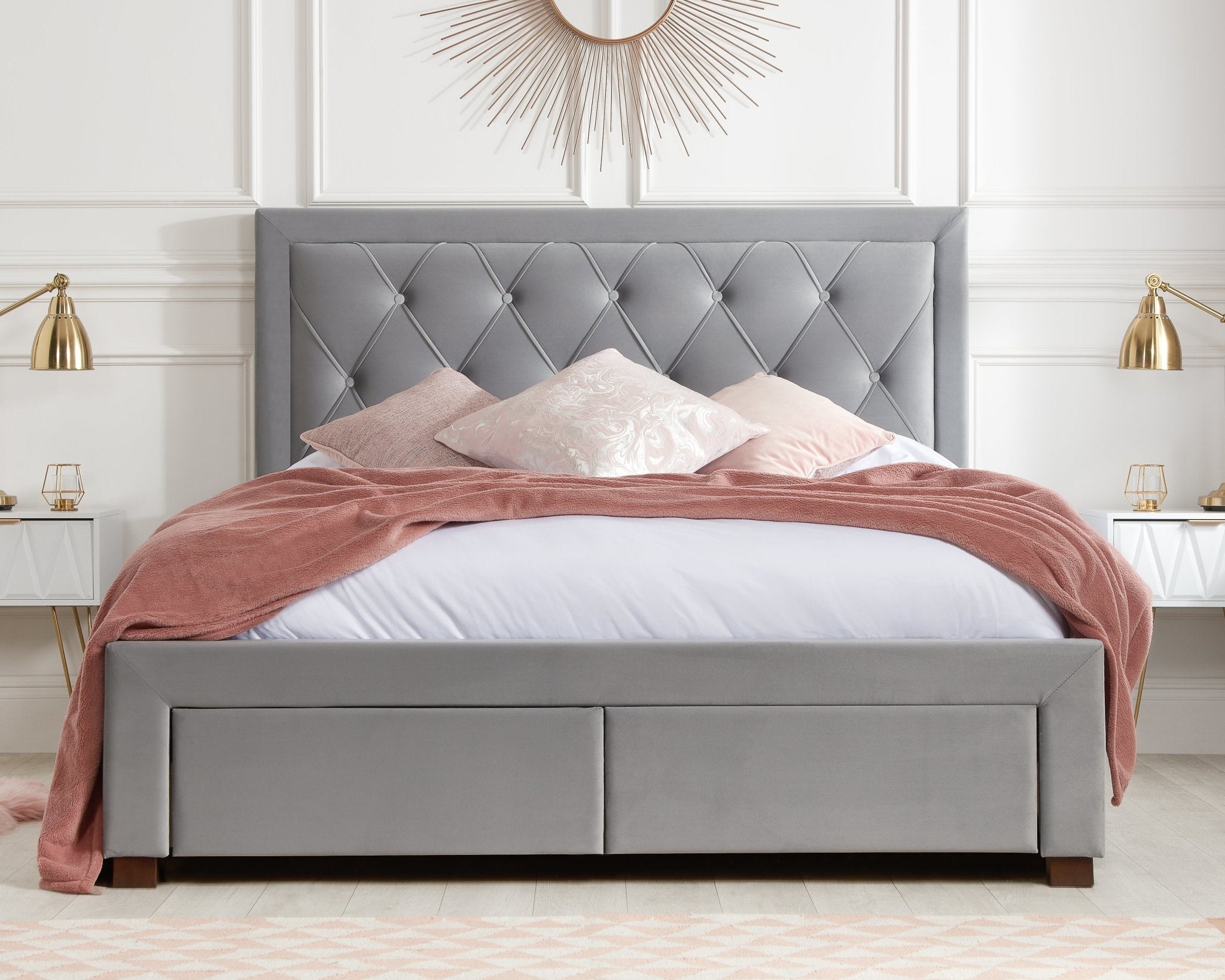 Woodbury Double Bed Grey - Bedzy UK modern and affordable home furniture England