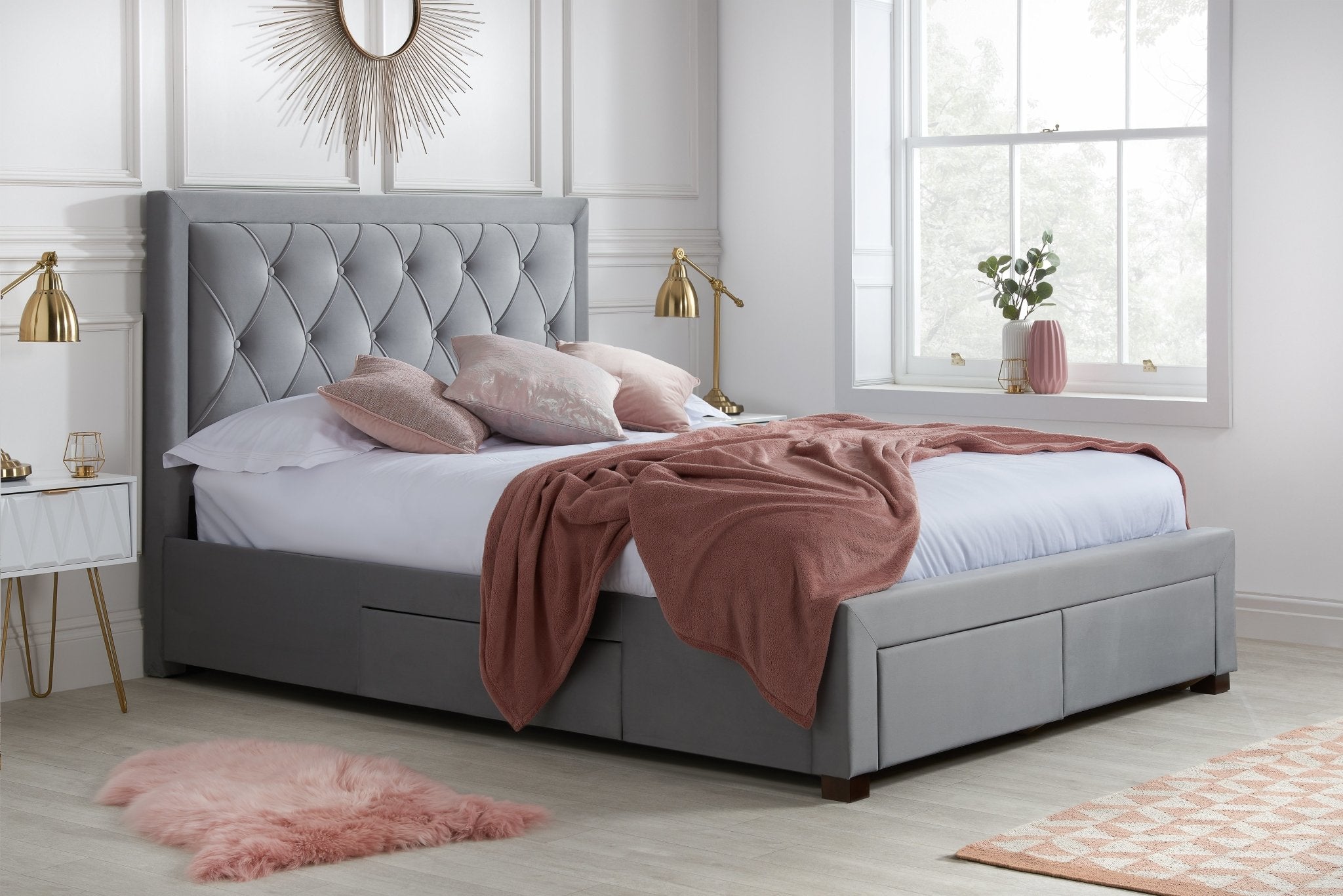 Woodbury Double Bed Grey - Bedzy UK modern and affordable home furniture England