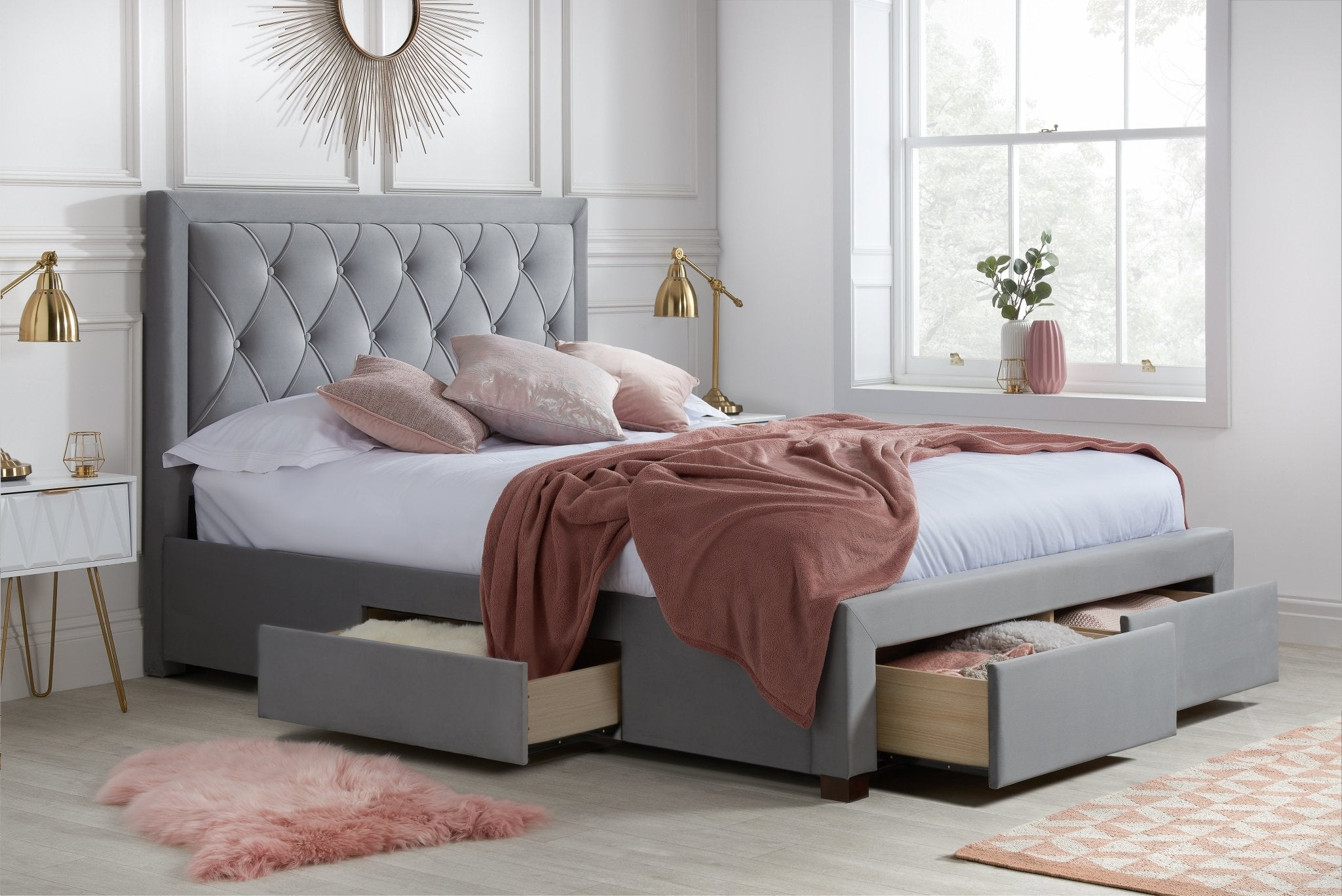 Woodbury Double Bed Grey - Bedzy UK modern and affordable home furniture England