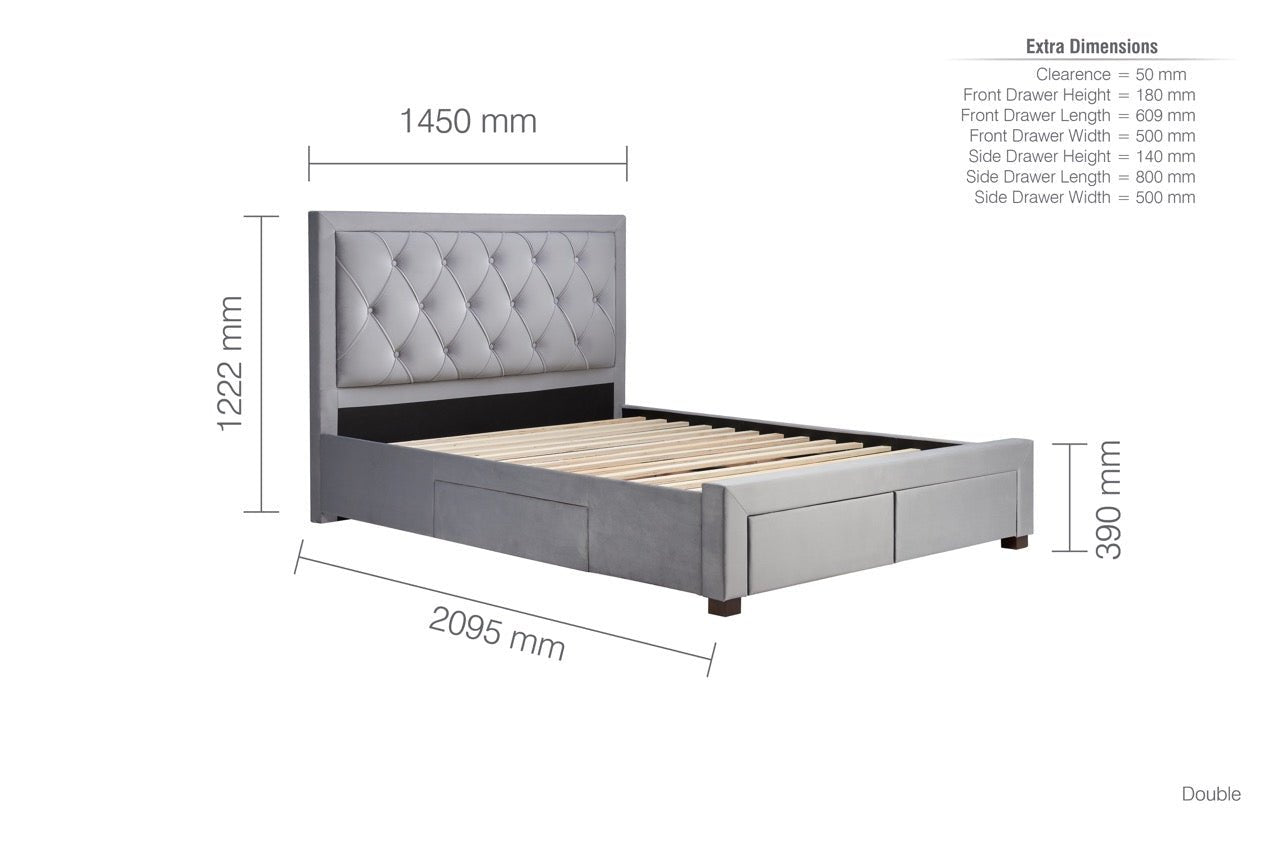 Woodbury Double Bed Grey - Bedzy UK modern and affordable home furniture England