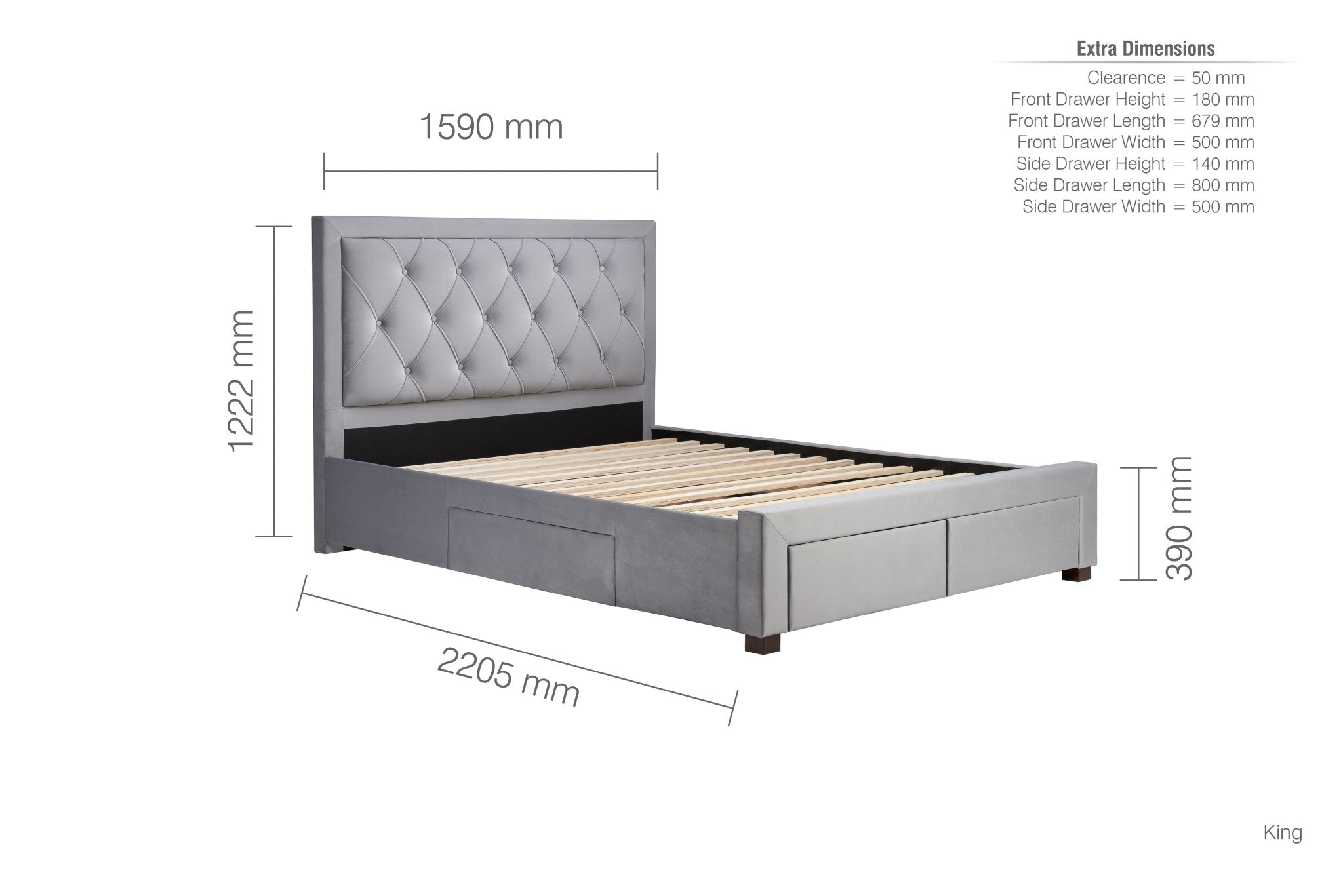 Woodbury King Bed Grey - Bedzy UK modern and affordable home furniture England