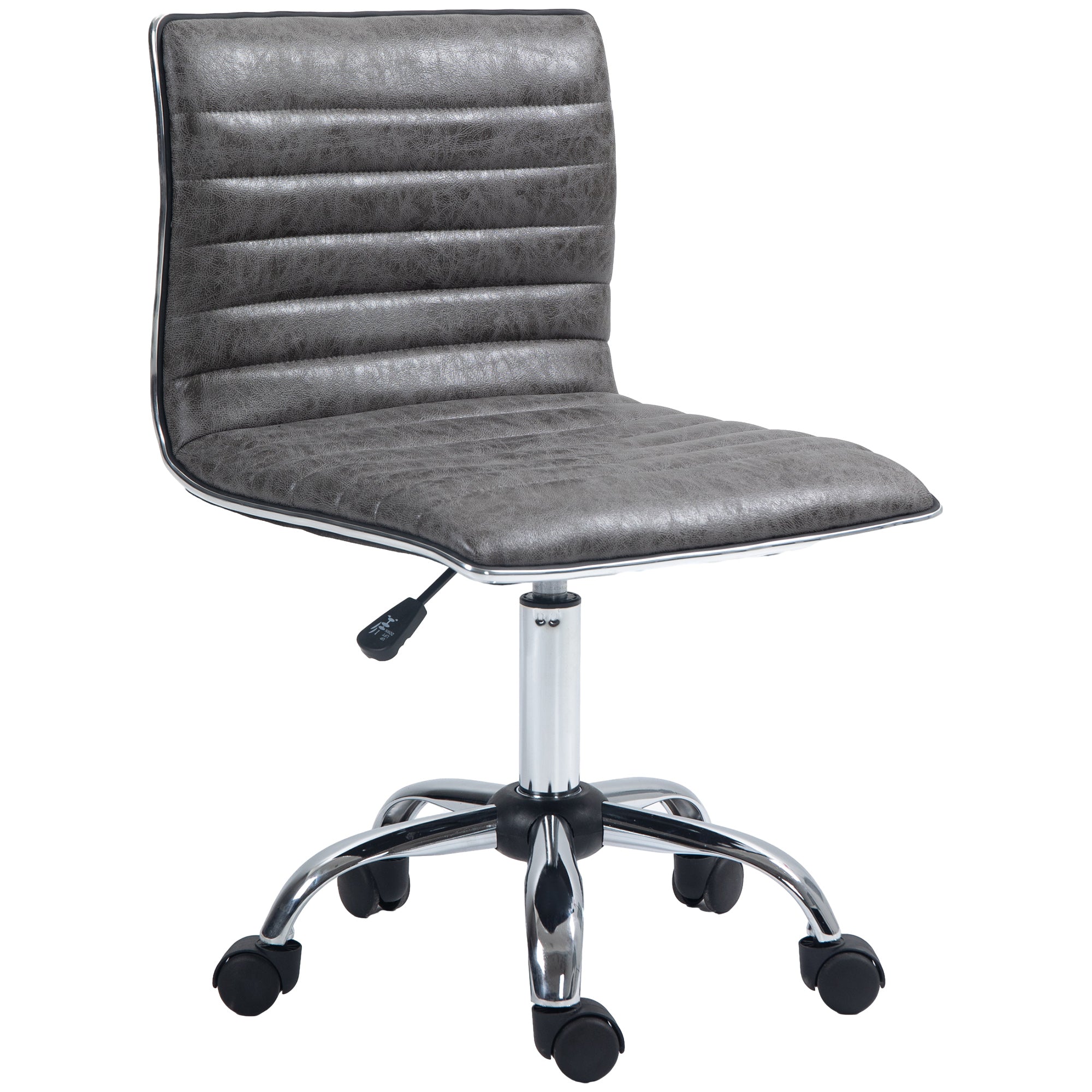 Adjustable Swivel Office Chair with Armless Mid-Back in Microfibre Cloth and Chrome Base - Grey