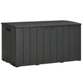 336 Litre Double Wall Outdoor Garden Storage Box with Rollers - Black