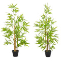 Set of 2 Artificial Bamboo Trees 120cm with Nursery Pot for Indoor Outdoor Décor - Green