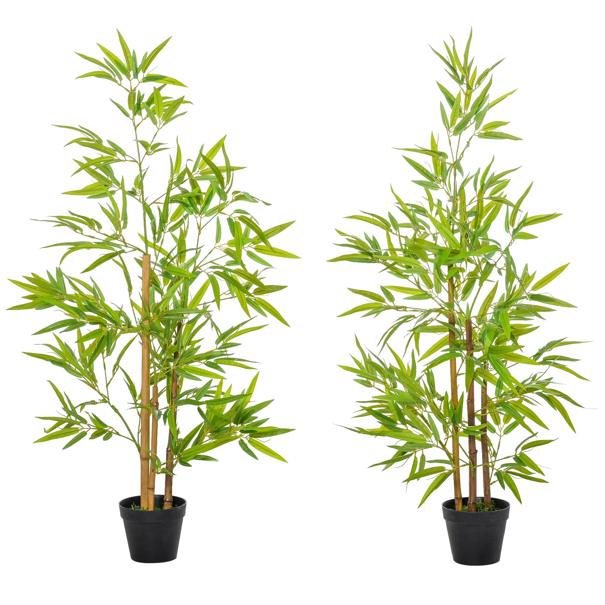 Artificial Tree, Set of 2 Artificial Bamboo Trees Decorative Plant with Nursery Pot for Indoor Outdoor Décor, 120cm