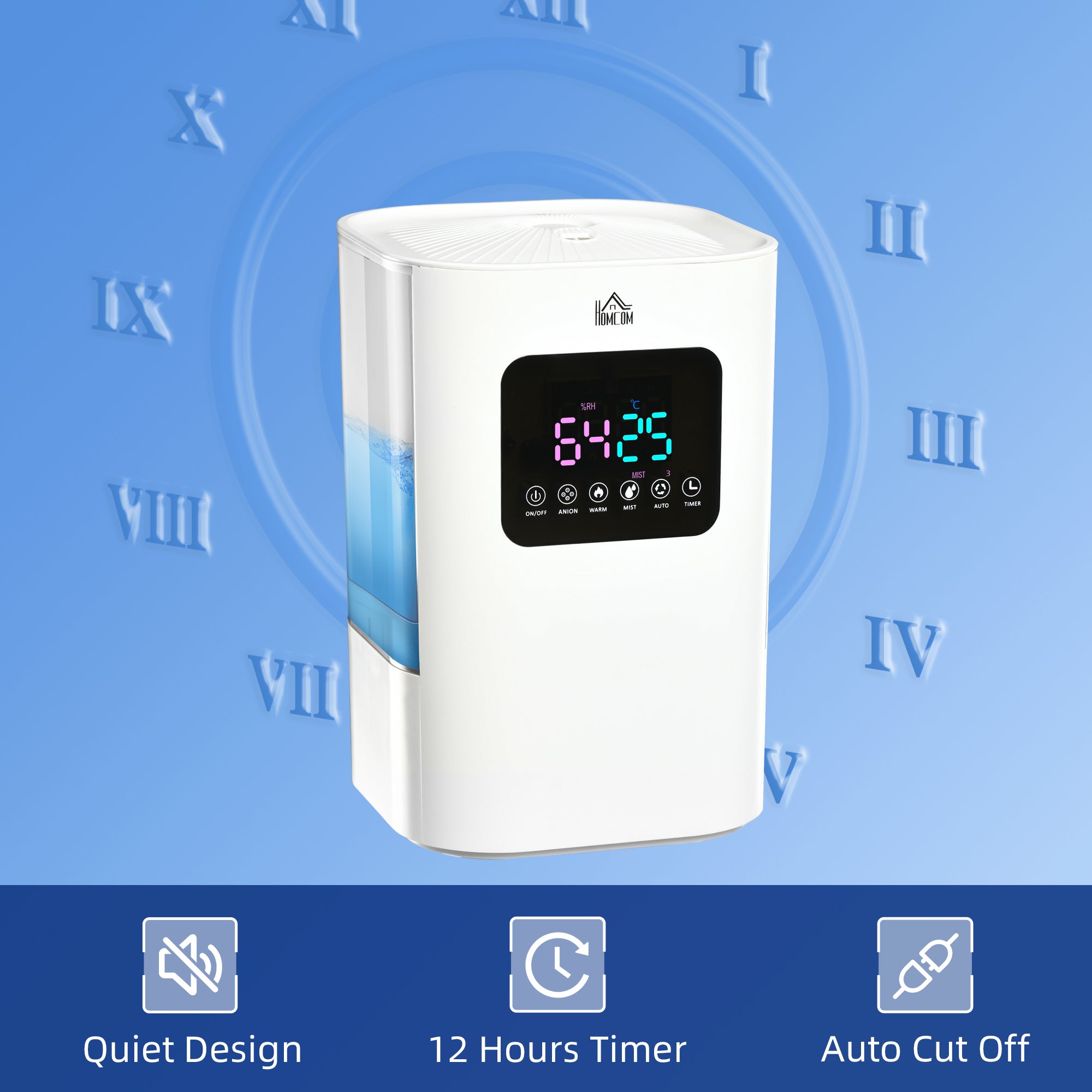 6L Warm Cool Mist Humidifiers for Bedroom, Air Humidifiers with Remote, LED Display, Quiet Operation with Auto Mode, Up to 13H for 20 ㎡, White