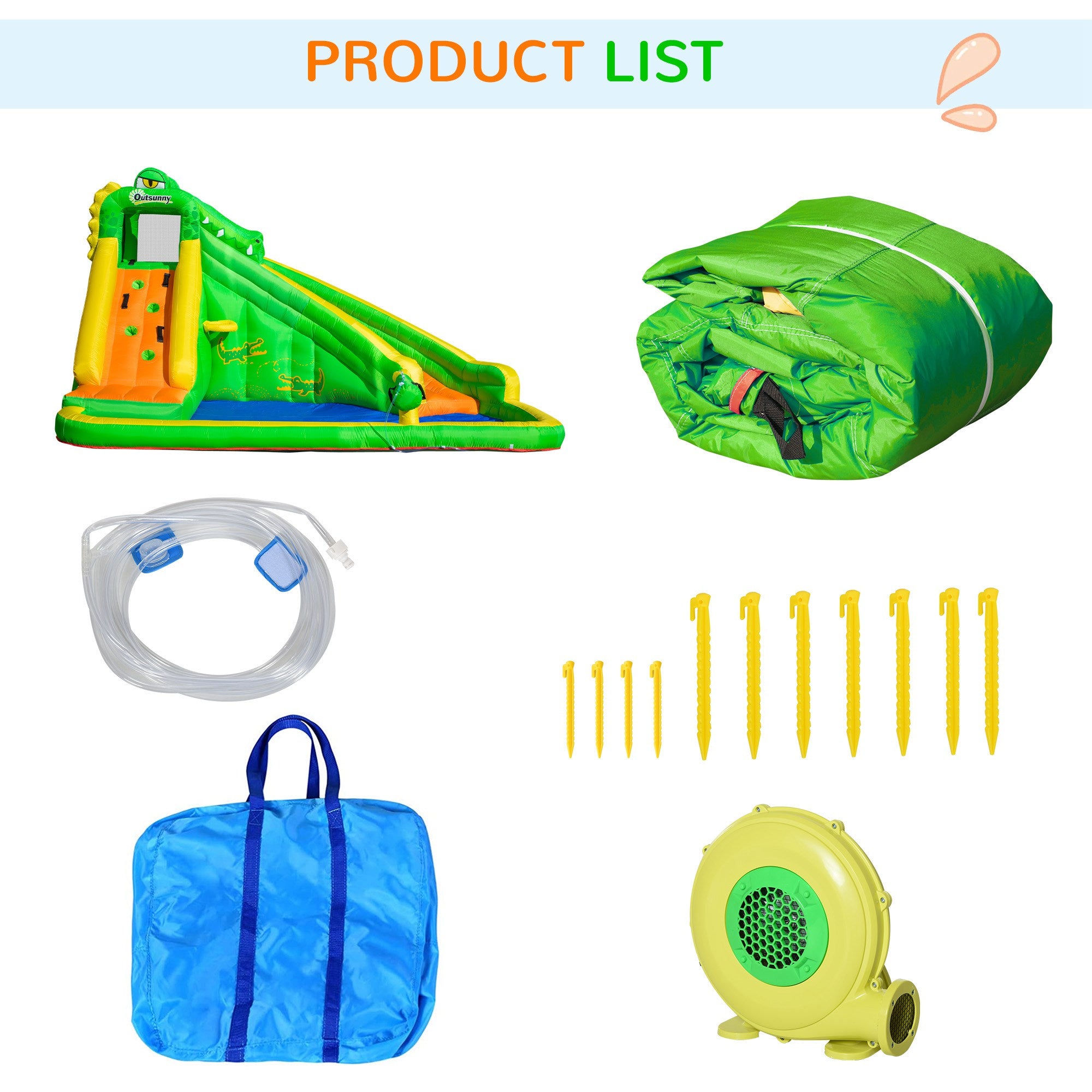 5 in 1 Kids Bouncy Castle Large Crocodile Style Inflatable House Slide Basket Water Pool Climbing Wall for Kids Age 3-8, 3.85 x 2.85 x 2.25m