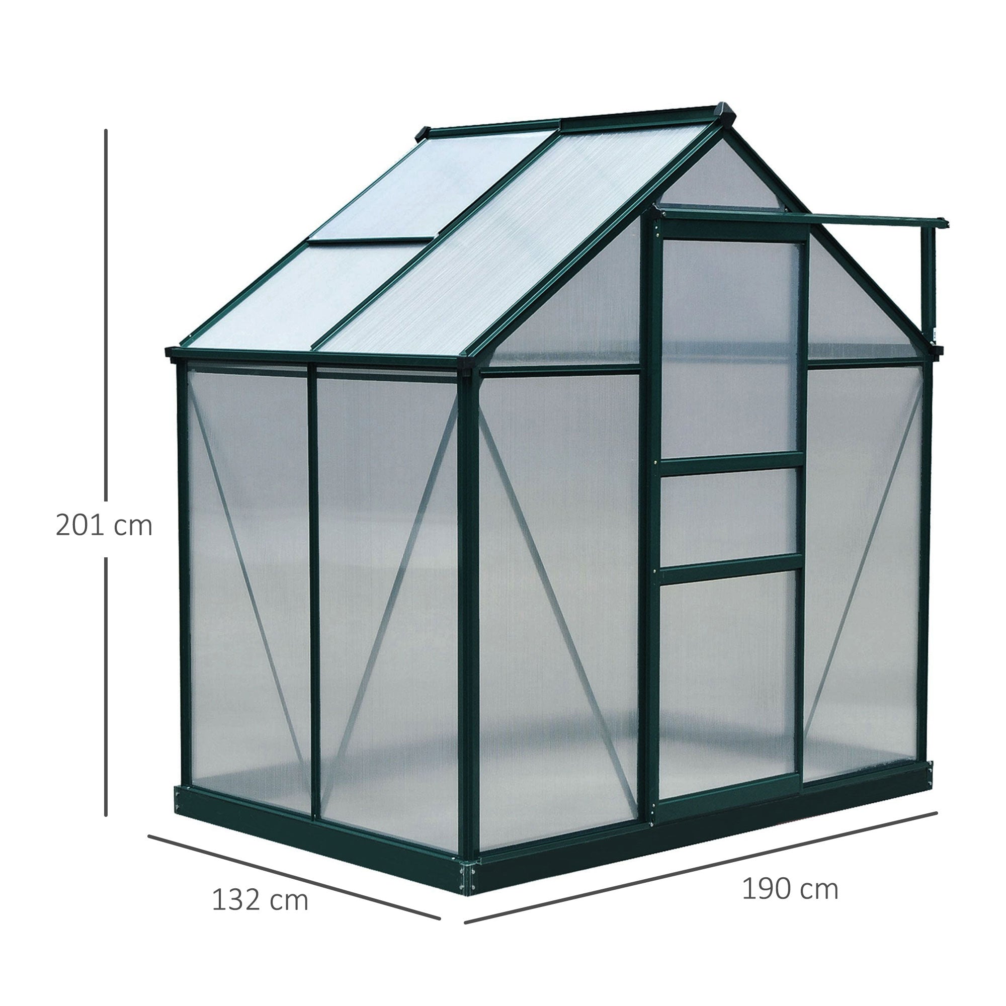 Clear Polycarbonate Greenhouse Large Walk-In Green House Garden Plants Grow Galvanized Base Aluminium Frame w/ Slide Door (6ft x 4ft)