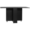 Foldable Extendable Drop Leaf Dining Table with 2-Tier Shelves and Rolling Casters - Black