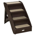 Foldable 4-Step Pet Stairs for Cats and Small Dogs with Non-Slip Mats - Dark Brown