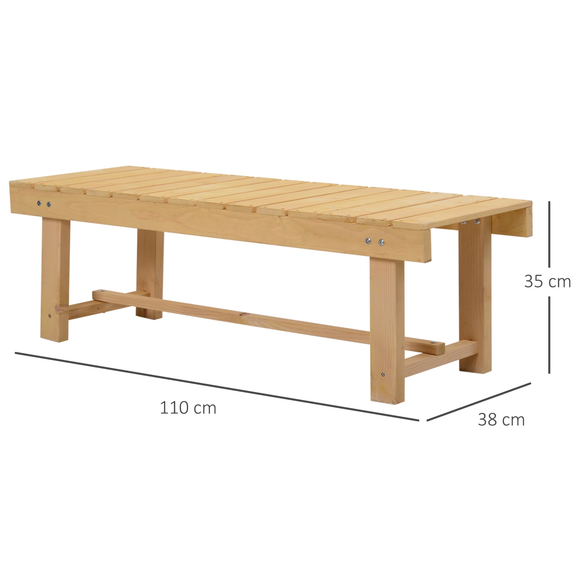 5 Piece 2 Seater Outdoor Wooden Bench Set - Solid Fir Wood Natural Finish