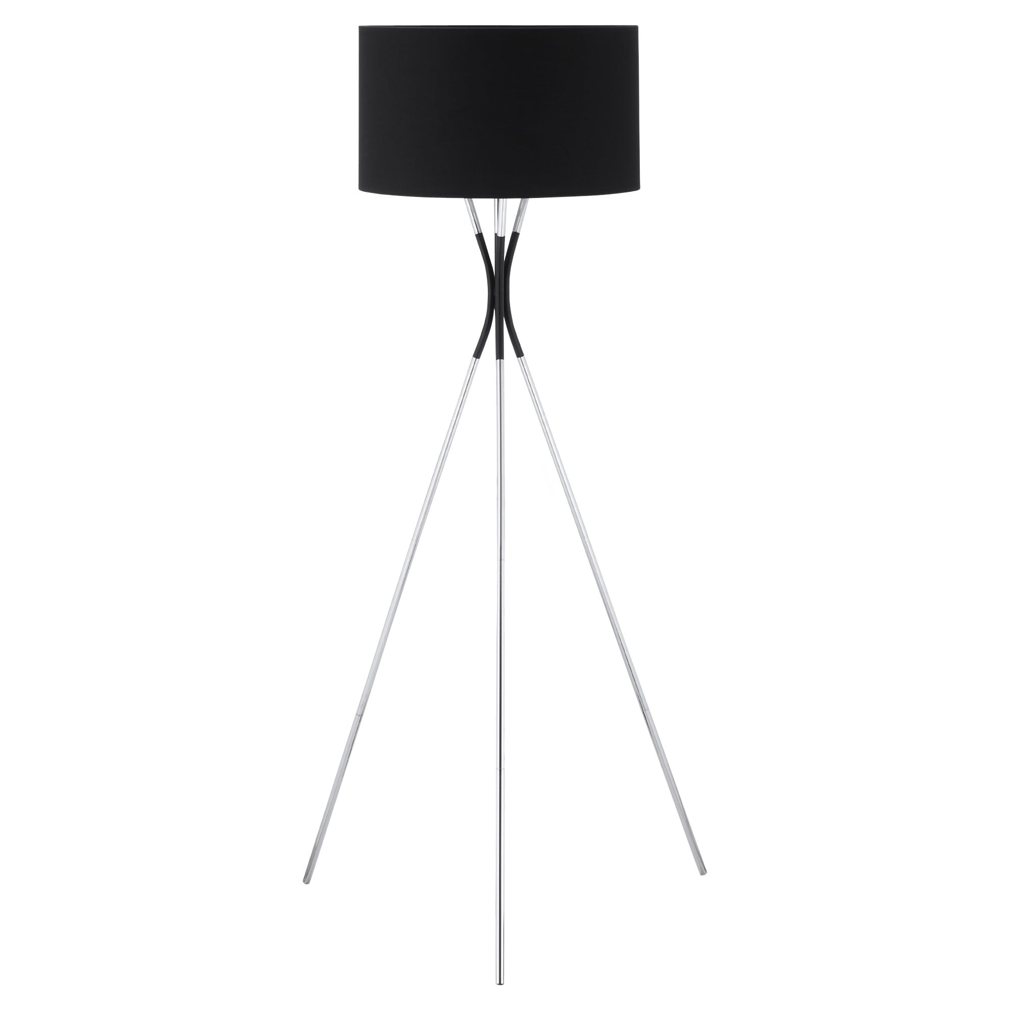 Modern Tripod Floor Lamp, Free Standing Light with Metal Frame, Fabric Lampshade and E27 Base for Living Room, Bedroom, Office, Black