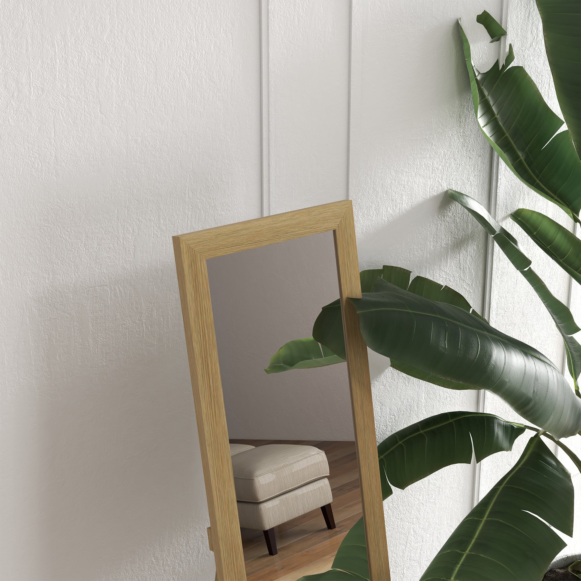 Rustic Full Length Hanging & Freestanding Floor Mirror 155 cm - Natural