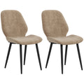 Set of 2 Velvet Dining Chairs with Metal Legs for Dining Room - Light Brown