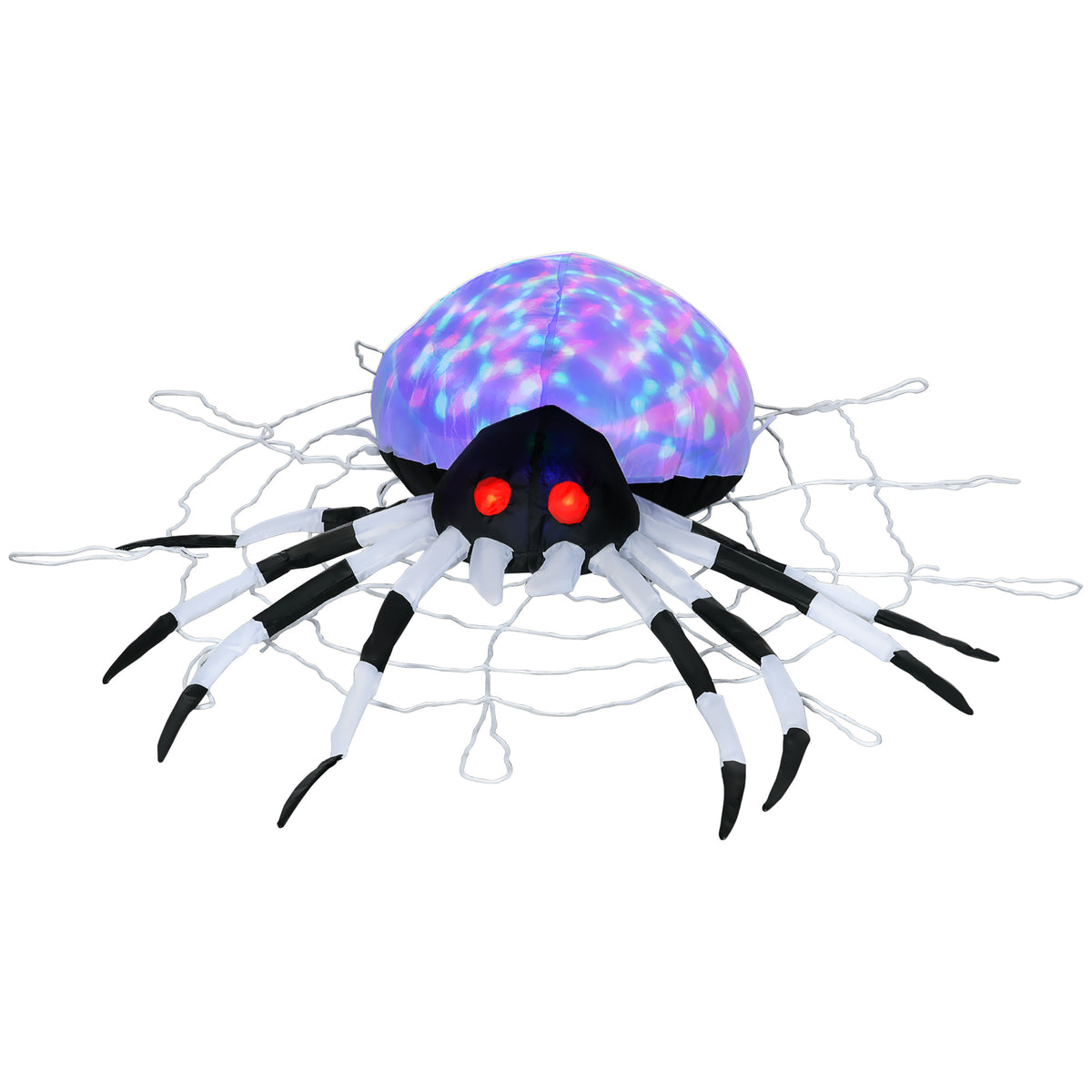 5FT Halloween Inflatable Hanging Spider with Colourful LED Lights - White