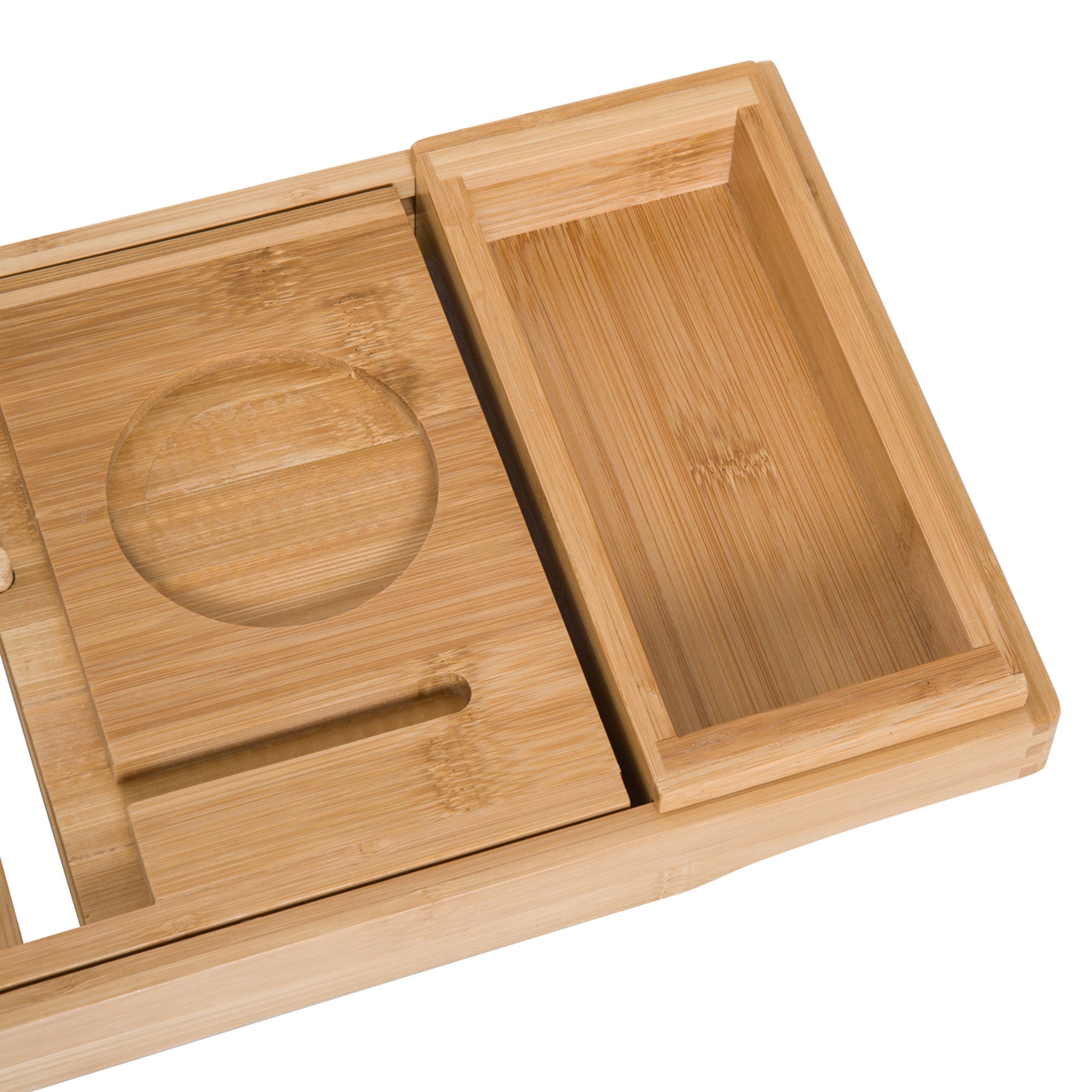Extendable Bamboo Bathtub Shelf Rack Bath Caddy Tray Set of 2 - Bamboo