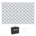 Reversible Waterproof Outdoor Rug 182x274cm with Carry Bag & Stakes - Grey White