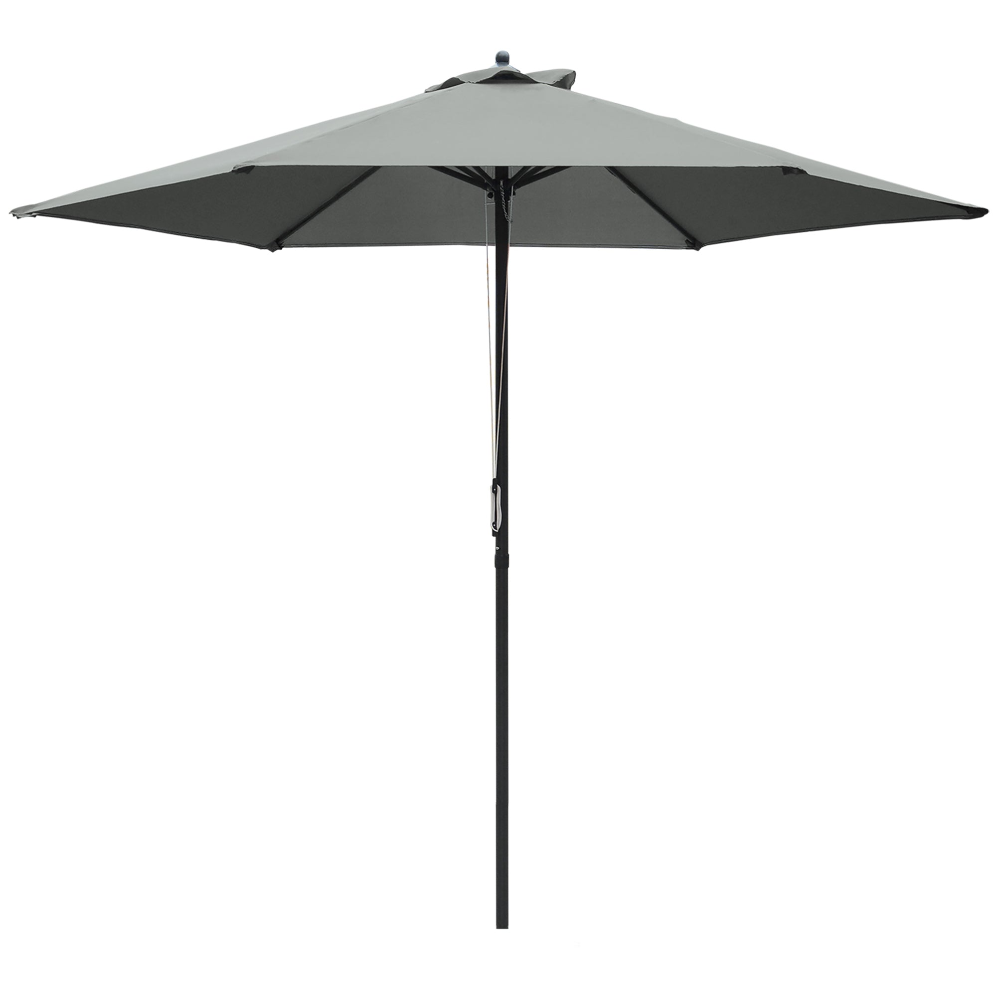 2.8m Patio Parasols Umbrellas Outdoor 6 Ribs Sunshade Canopy Manual Push Garden Backyard Furniture, Dark Grey