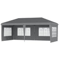 3 x 6m Pop Up Gazebo Set with Adjustable Height & Sidewalls - Grey