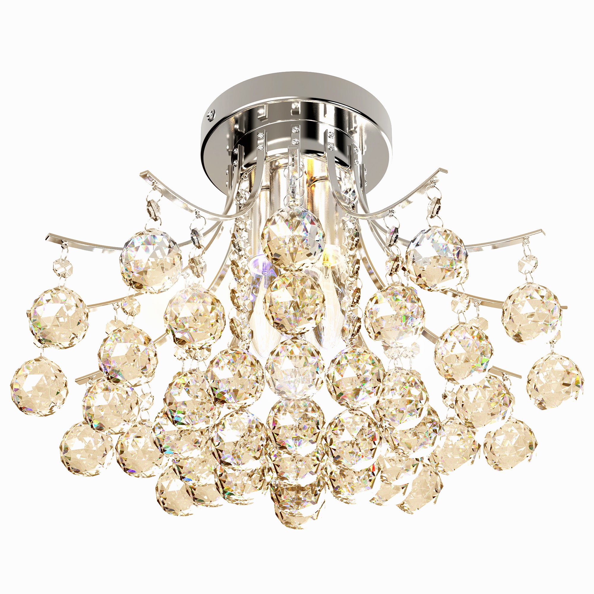 3 Lights Mordern Style Ceiling Chandelier Pendant Crystal Light w/ Transparent K9 Crystal Droplets D40 X 28H (CM)