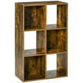 Industrial Style 6-Compartment Storage Shelf Bookcase Freestanding - Rustic Brown