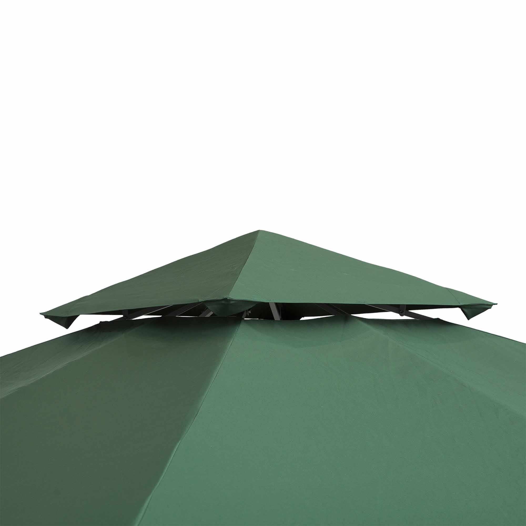 3 x 3 Metre Replacement Gazebo Canopy Double Tier UV Resistant - Dark Green