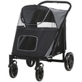 One-Click Foldable Pet Stroller for Medium and Large Dogs with Universal Wheels and Shock Absorber - Grey