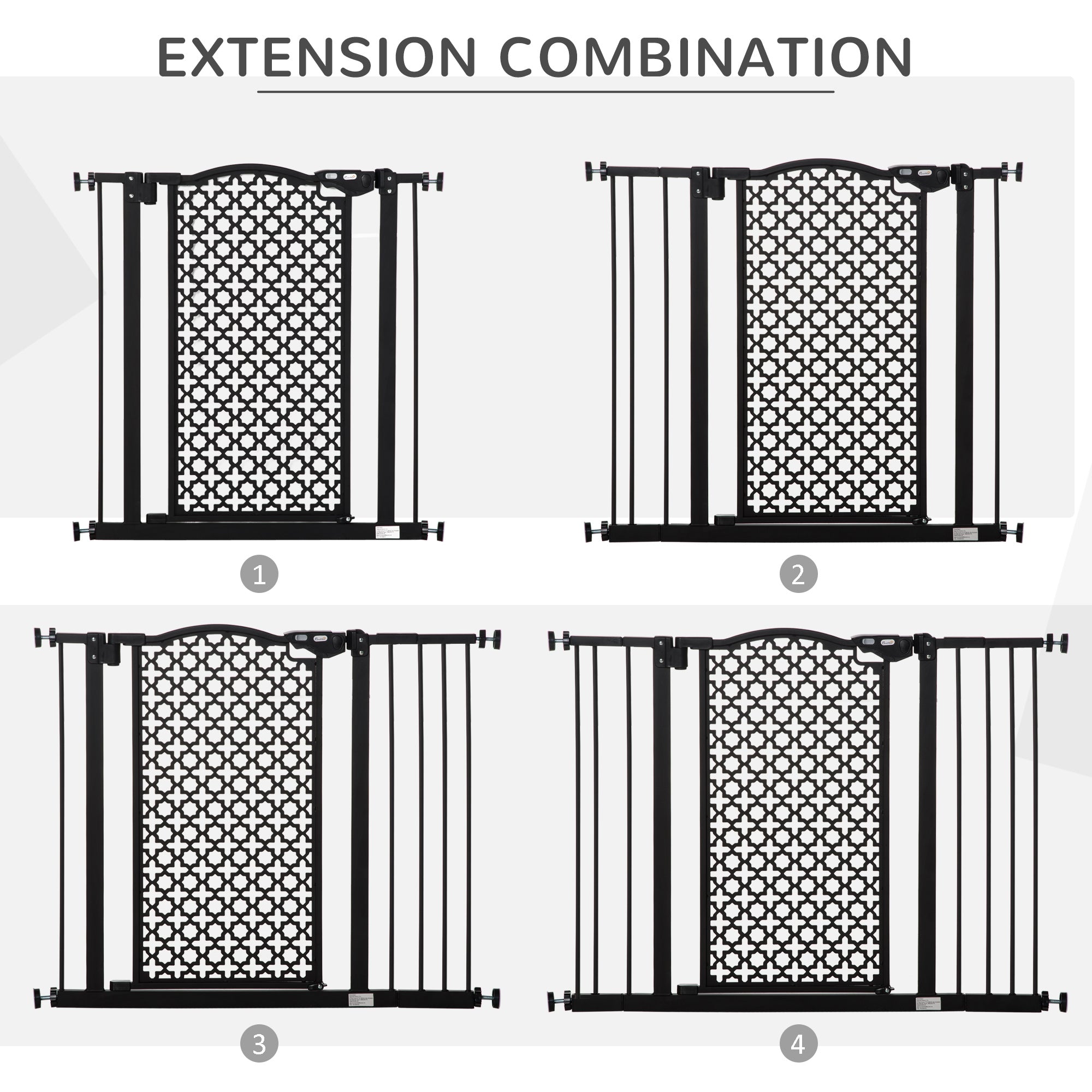 74-105 cm Pet Safety Gate Barrier Stair Pressure Fit with Auto Close and Double Locking for Doorways, Hallways, Black