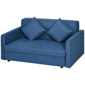 2 Seater Convertible Sofa Bed with Cushions and Hidden Storage - Dark Blue