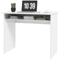 90 x 50cm Computer Table with Storage Shelf, Modern Home Office Writing Desk - High Gloss White