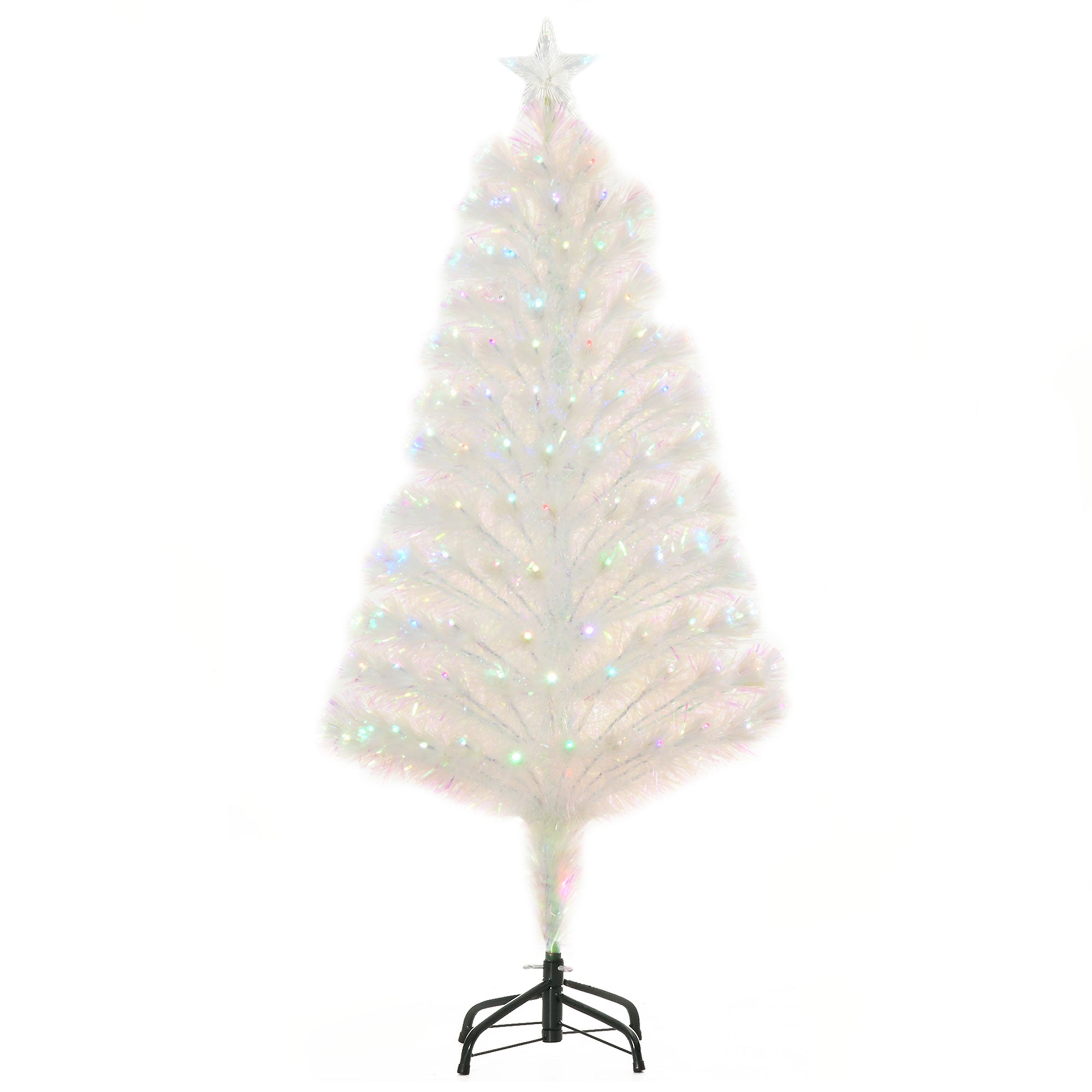 4 Feet Prelit Artificial Christmas Tree with Fiber Optic LED Light, Holiday Home Xmas Decoration, White