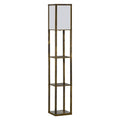 4-Tier Floor Lamp with Storage Shelves for Living Room, Bedroom, Office - Rustic Brown