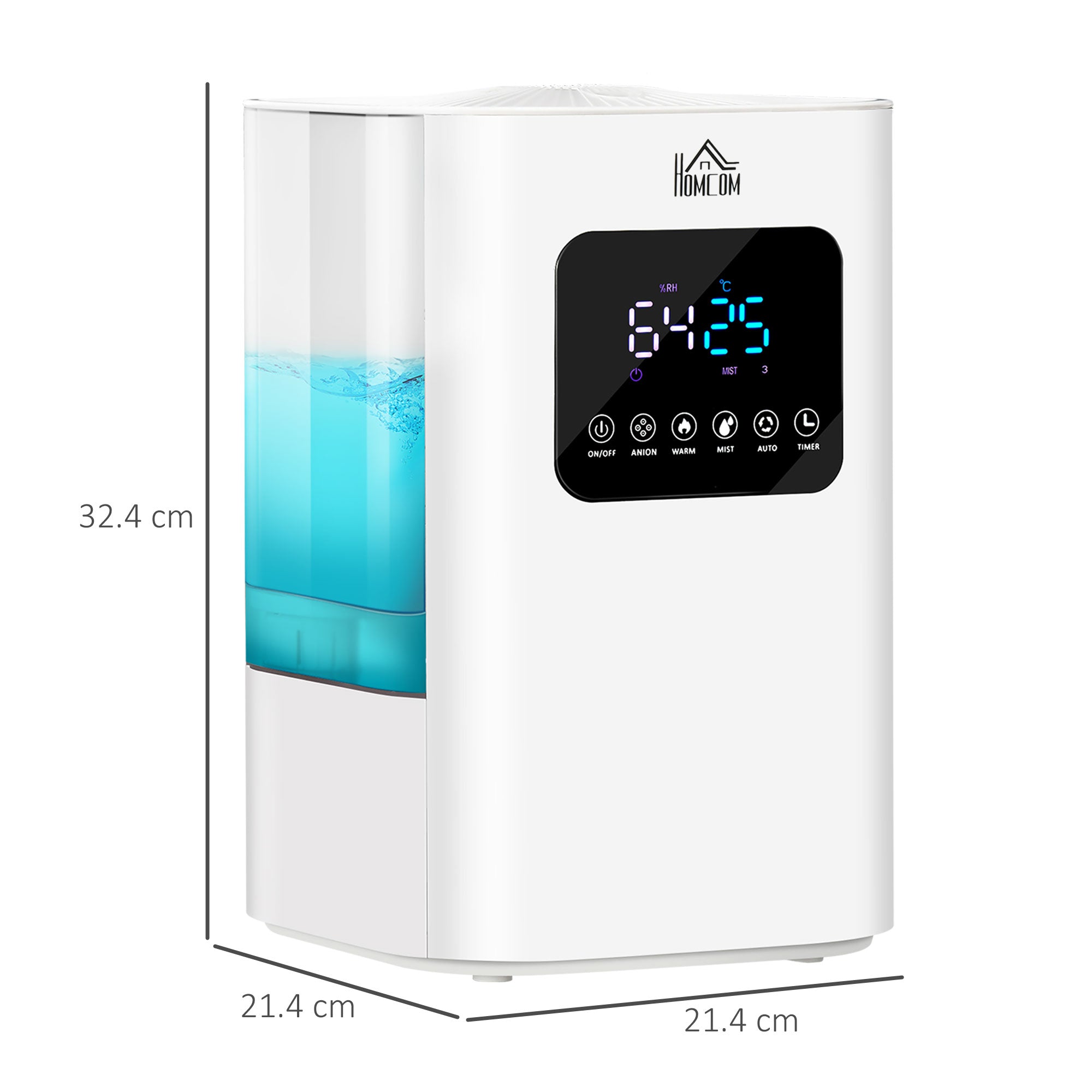 6L Warm Cool Mist Humidifiers for Bedroom, Air Humidifiers with Remote, LED Display, Quiet Operation with Auto Mode, Up to 13H for 20 ㎡, White
