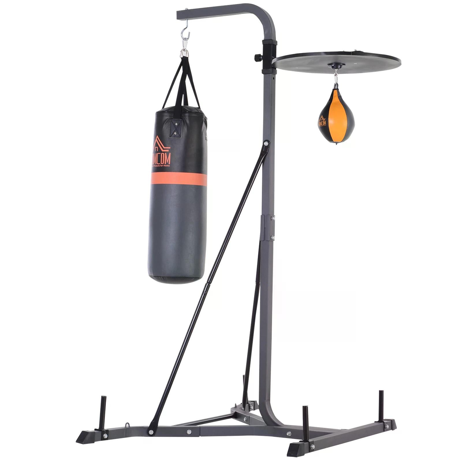 Freestanding Duo Punch Training Punchbag Sandbag Adjustable Height Home Agility Training Steel Frame