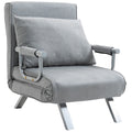 2-In-1 Single Sofa Bed Sleeper Foldable Armchair with Pillow - Light Grey