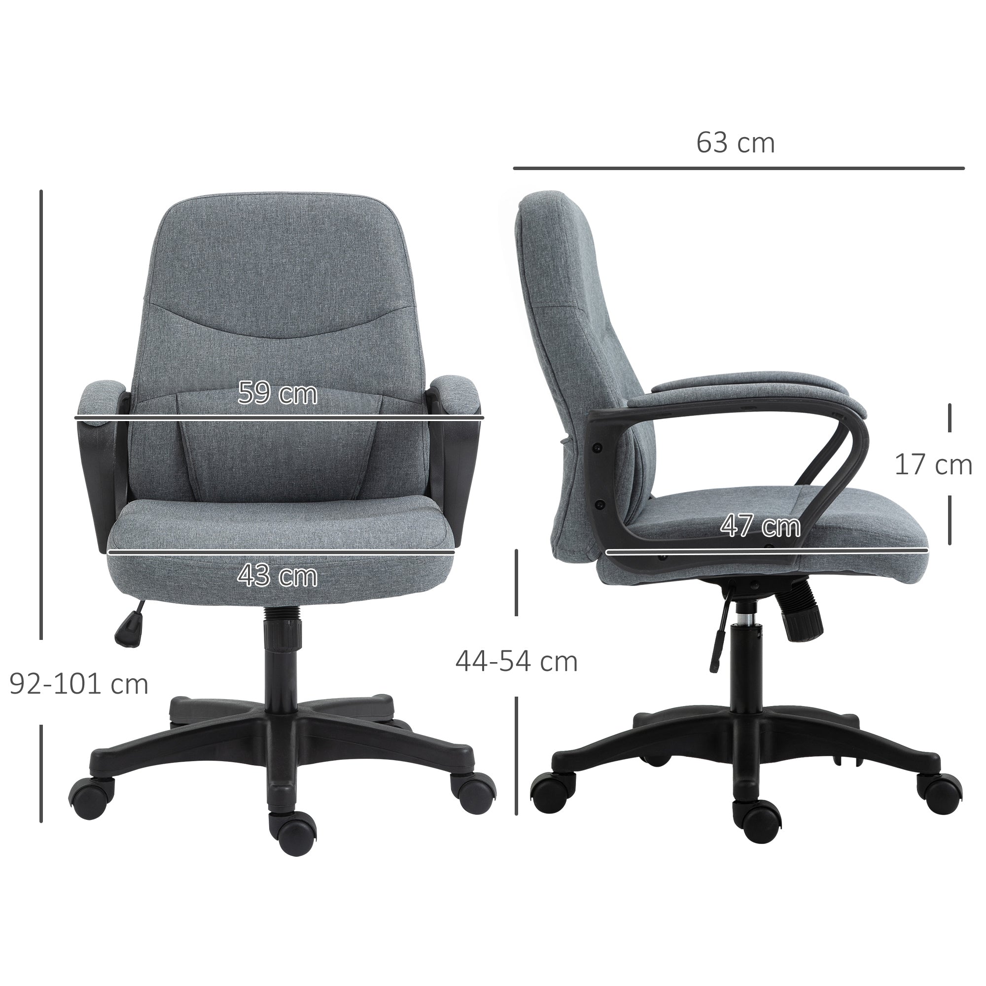 Office Chair with Massager Lumbar High Back Ergonomic Support Office 360° Swivel Chairs Adjustable Height Backrest Grey