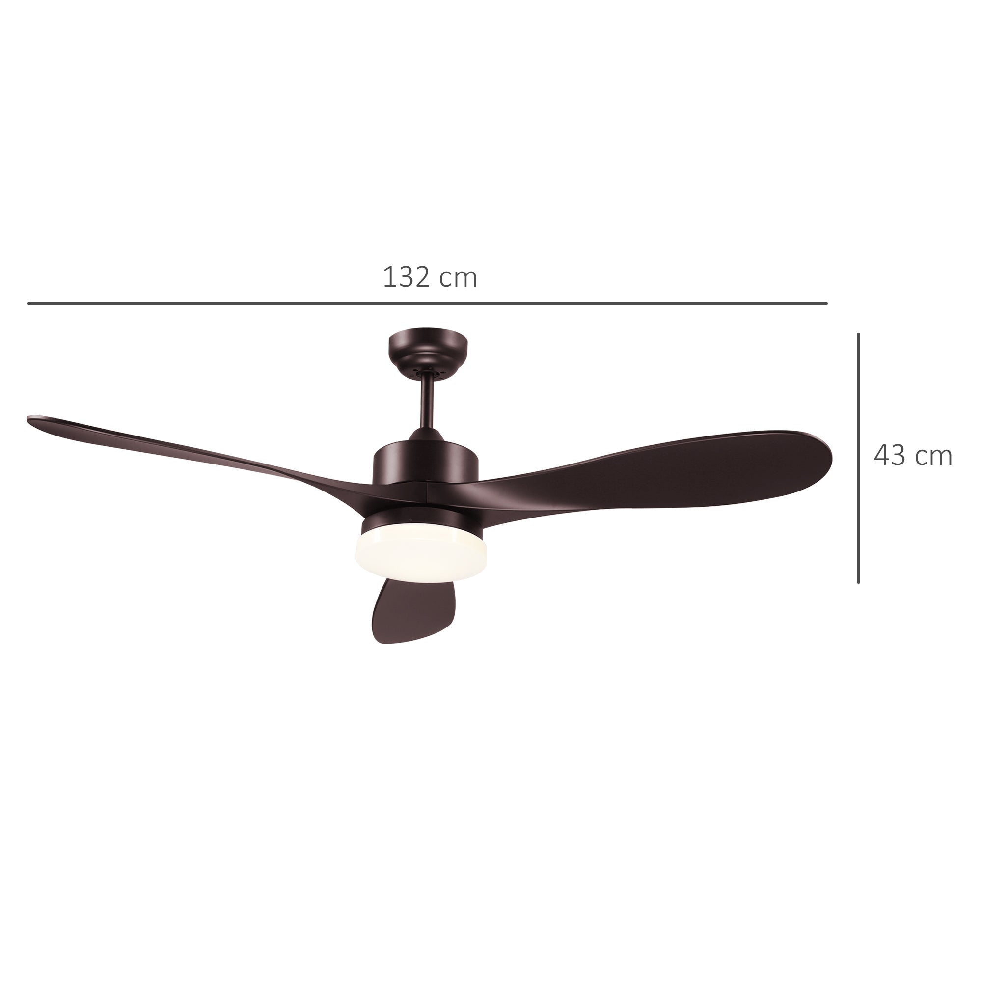 Reversible Indoor Ceiling Fan with Light, Modern Mount LED Lighting Fan with Remote Controller, for Bedroom, Living Room, Brown