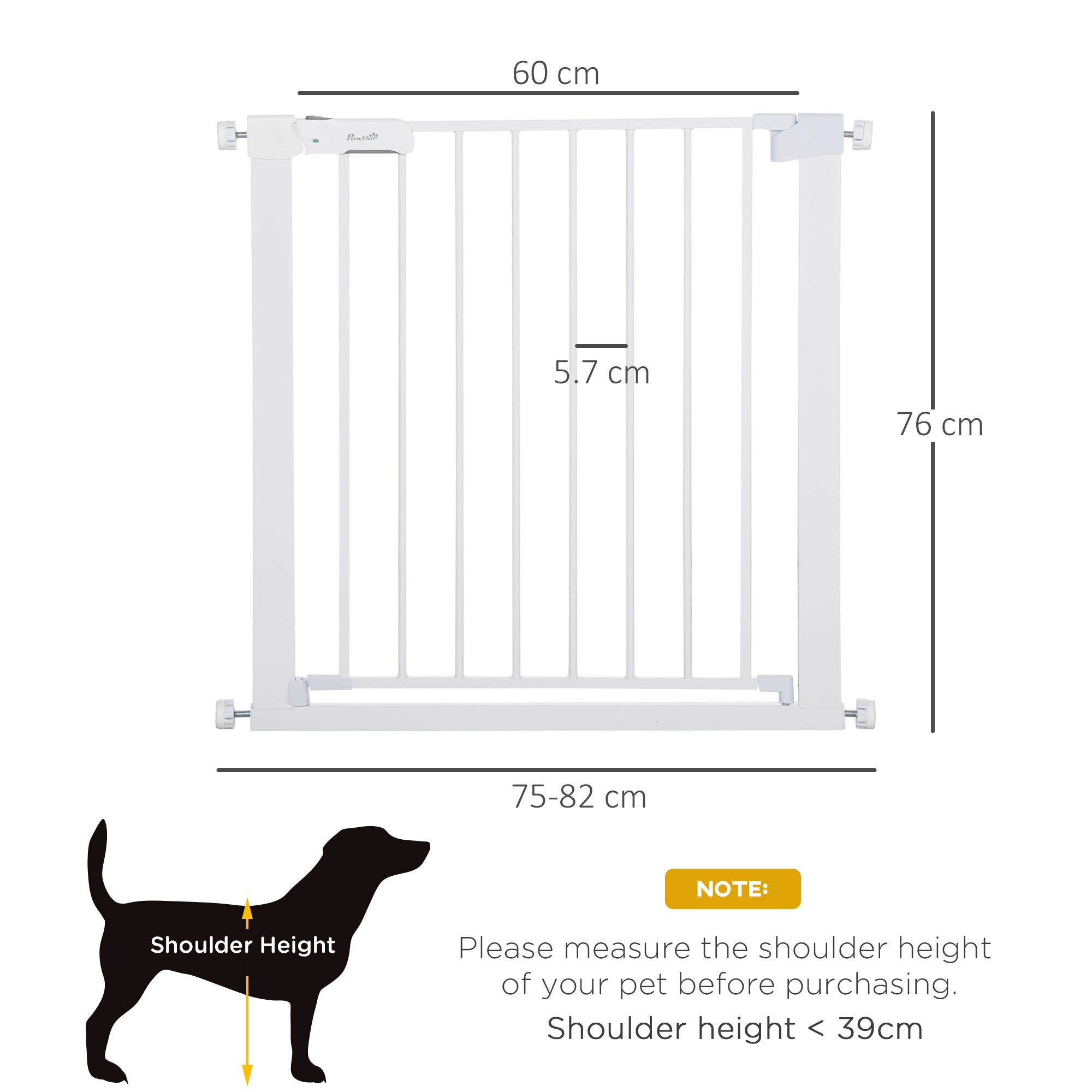 Adjustable Pet Safety Gate Dog Barrier Home Fence Room Divider Stair Guard Mounting White (76 H x 75-82W cm)