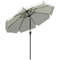 2.66m Patio Umbrella with Crank Handle and Ruffles - Cream White