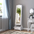 Jewellery Cabinet with LED Lighting, Mirror, Lock & Flip-over Makeup Organizer Armoire - White