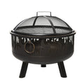 2-in-1 Outdoor Fire Pit and Steel BBQ Grill with Spark Screen and Fire Poker for Patio - Black