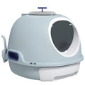 Drawer-Type Cat Litter Box with Skylight and Scoop, Easy to Clean and Move - Tile Blue