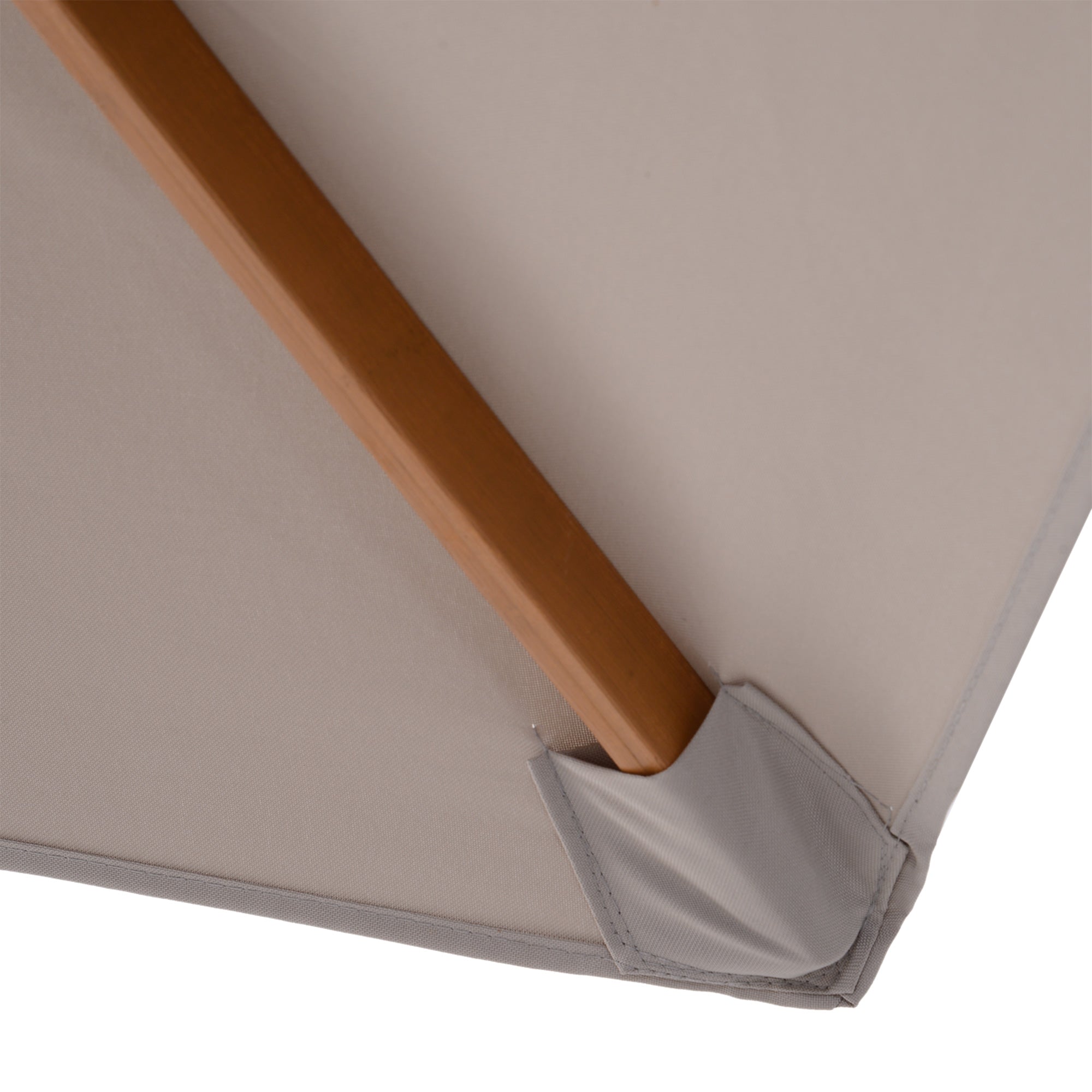2.5m Wooden Garden Parasol with Ventilated Polyester Canopy - Grey