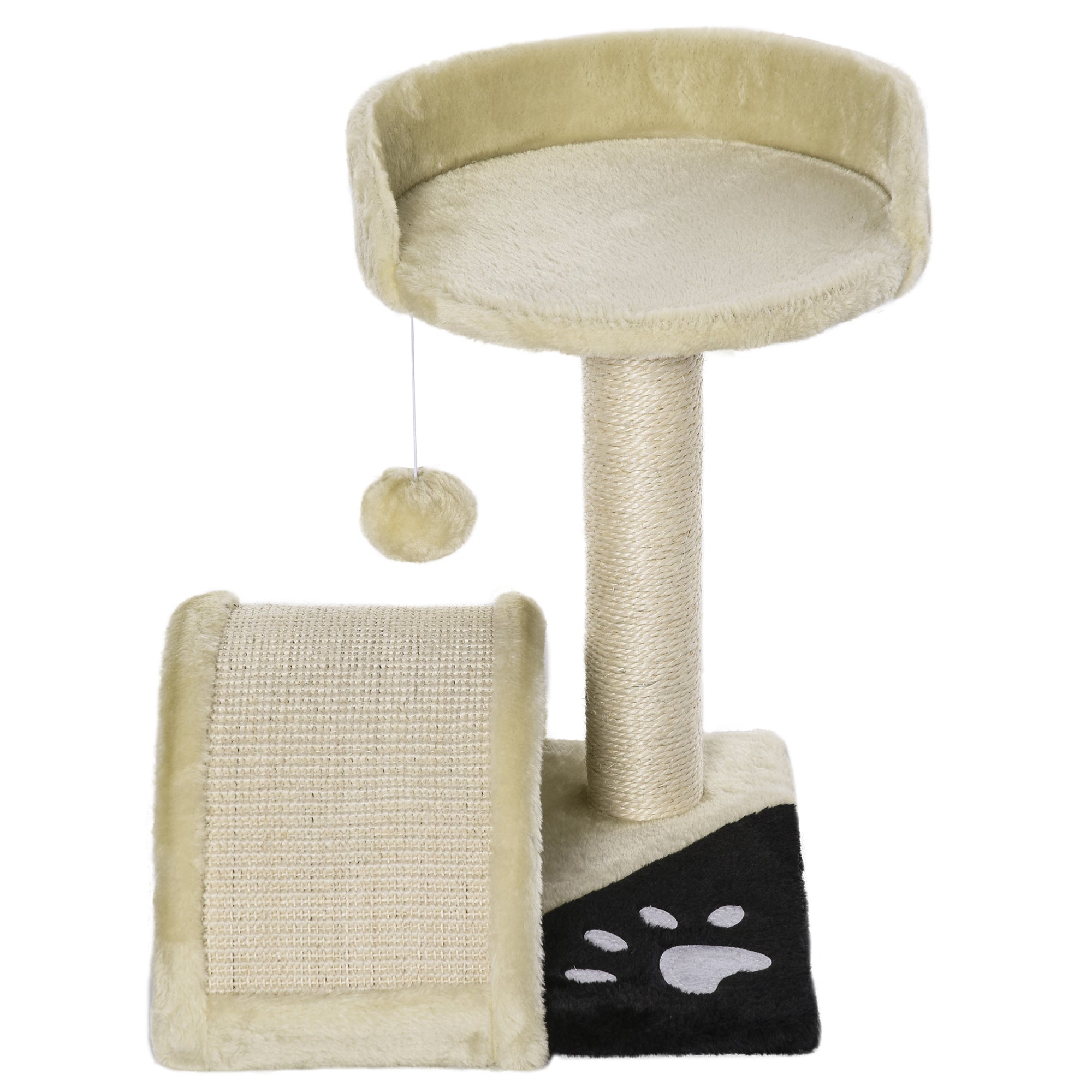 Cat Tree Cat Scratching Post Scratching Scratcher Post Kitten Activity Centre Climber Hanging Ball Beige