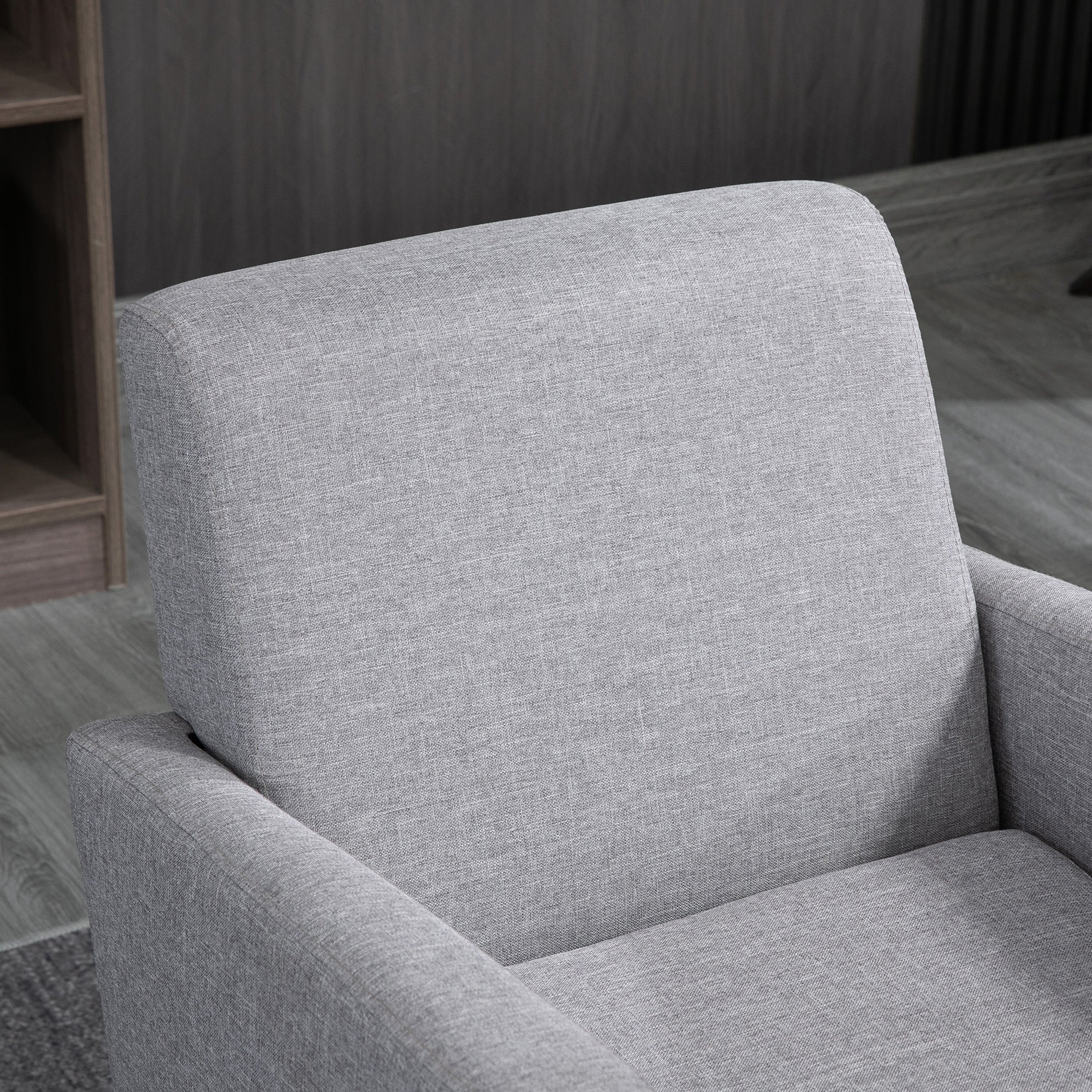 Modern Accent Chair, Occasional Chair with Rubber Wood Legs for Living Room, Bedroom, Light Grey